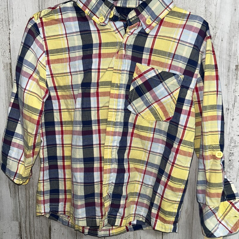 4T Yellow Plaid Button Up