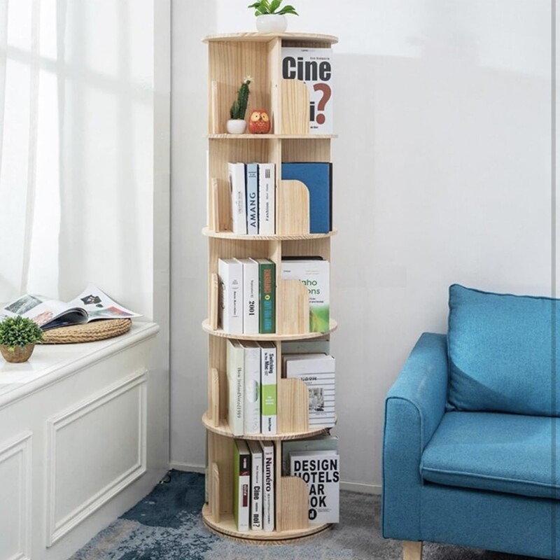 Rotating Wood Bookshelf