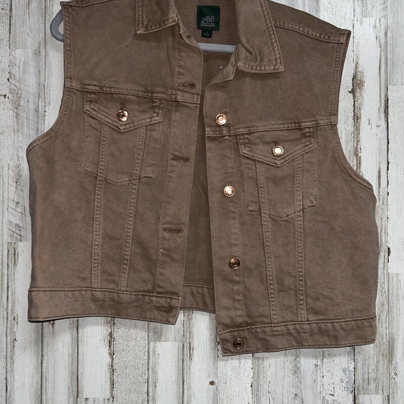 L Brown Denim Vest