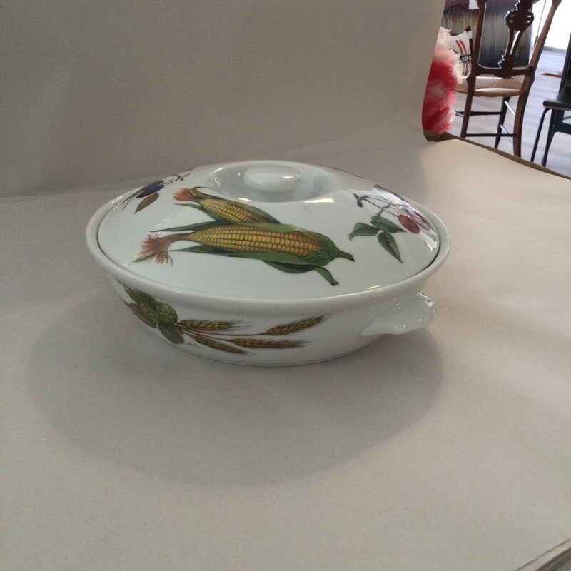 Royal Worcester Porcelain veg dish w/lid, White/Multi, Size: 2X9