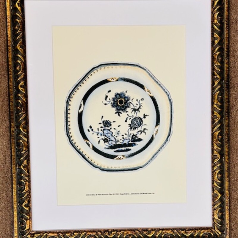 Porcelain Plate II Print
Cream Blue Brown in Brown Gold Frame
Size: 20x24H
Coordinating Prints Sold Separately