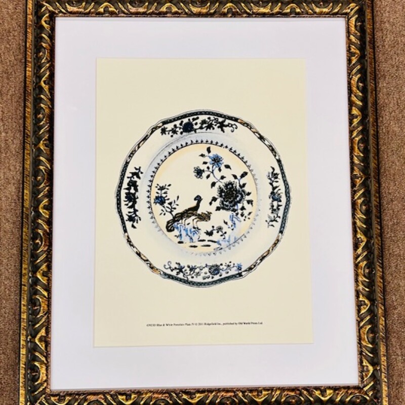 Porcelain Plate IV Print
Cream Blue Brown in Brown Gold Frame
Size: 20x24H
Coordinating Prints Sold Separately