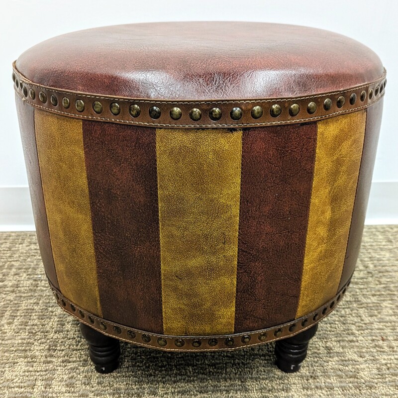 Striped Nailhead Ottoman