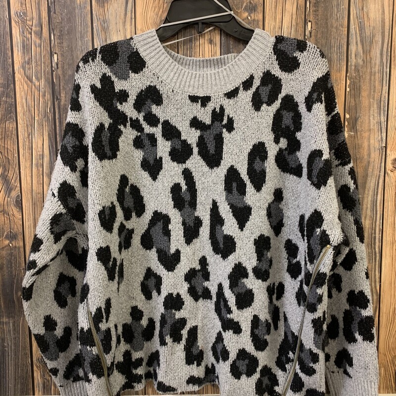 Gray Animal Print Sweater