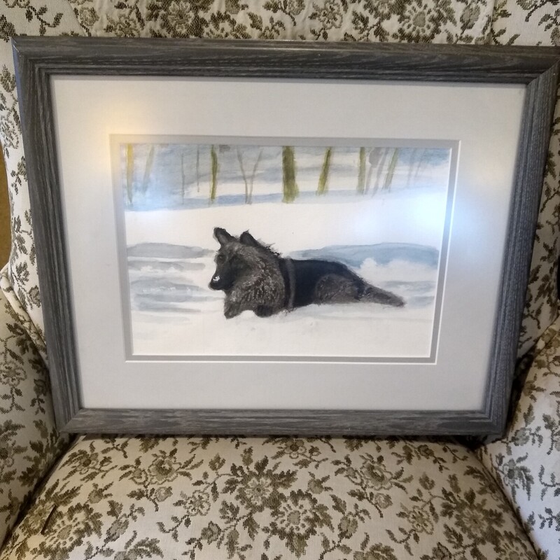 Framed Dog In The Snow

Gray framed watercolor of a large dog in the snow.  Artist is from Keene NH

Size: 16 in wide X 12 in deep