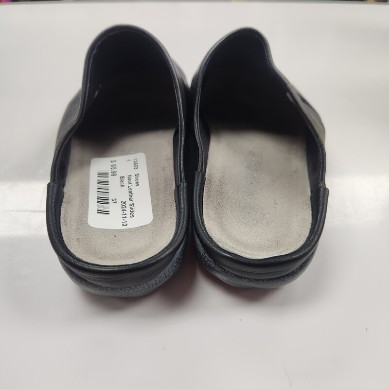 Naot Leather Slides, Black, Size: 37