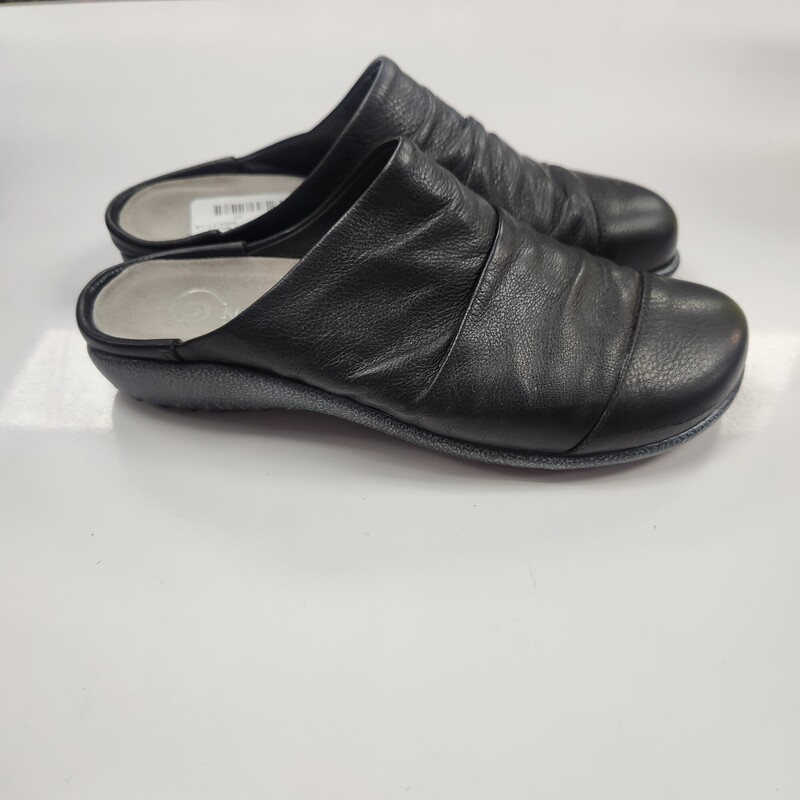 Naot Leather Slides, Black, Size: 37