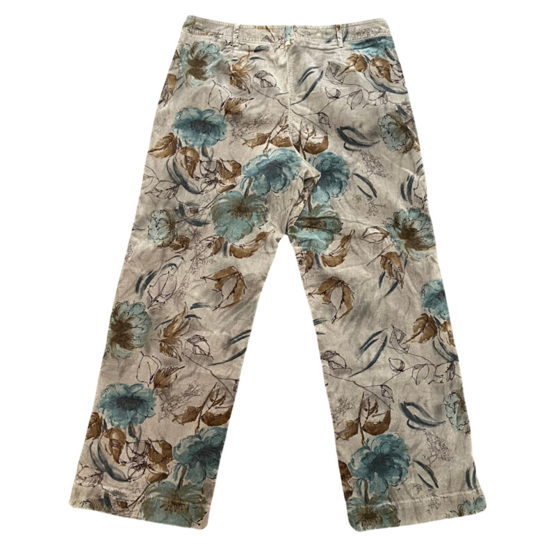 J Jill Corduroy Pants<br />
Leaf Print with Stretch<br />
Colors: Moss with Tan, Brown and Teal<br />
Size: 16