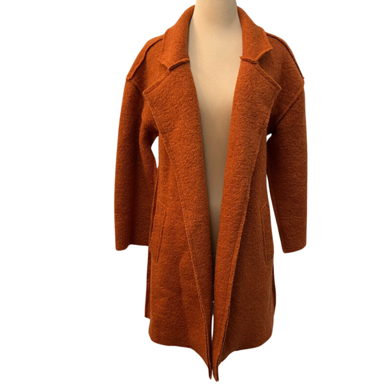 Moon River Open Jacket<br />
Wool Blend<br />
Color: Pumpkin<br />
Size: XS/S