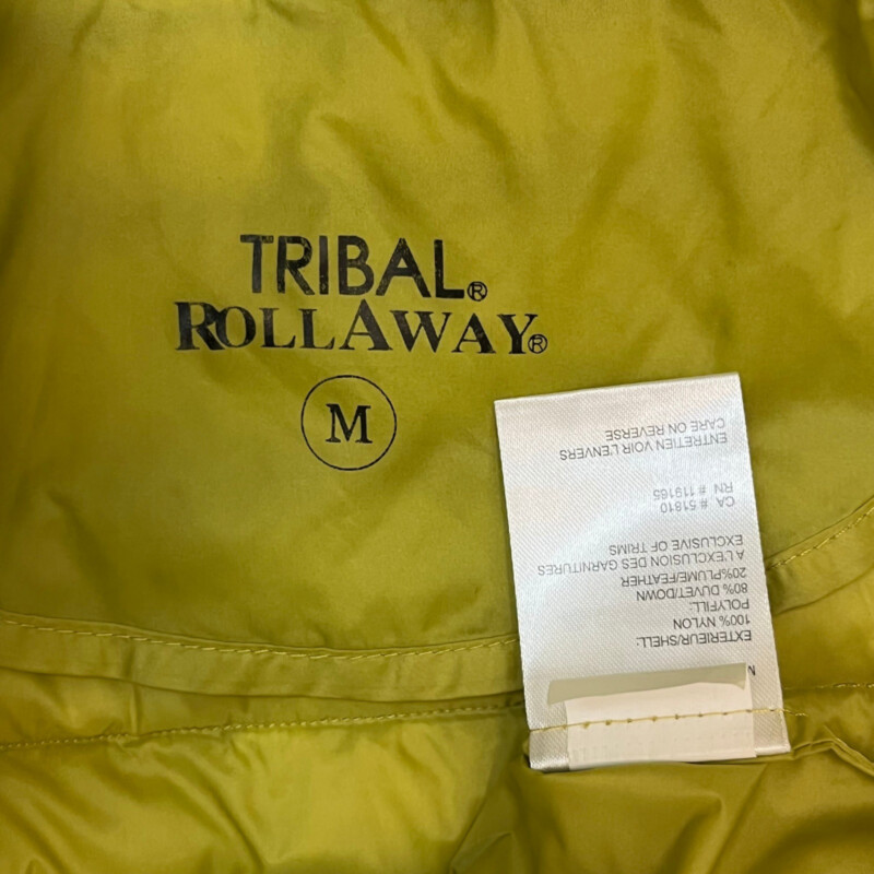 Tribal Rollaway Jacket
Down Filled with Zippered Pockets
Color: Citron
Size: Medium