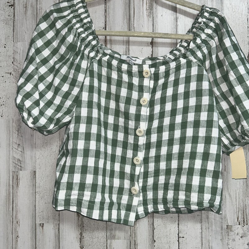 XXS Green Plaid Button To