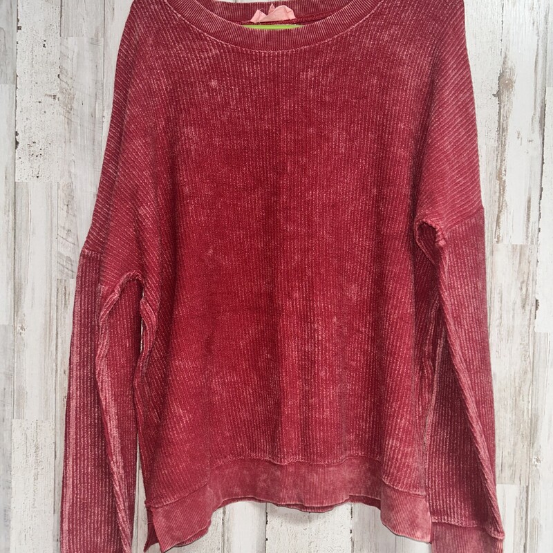 L Red Textured Sweatshirt