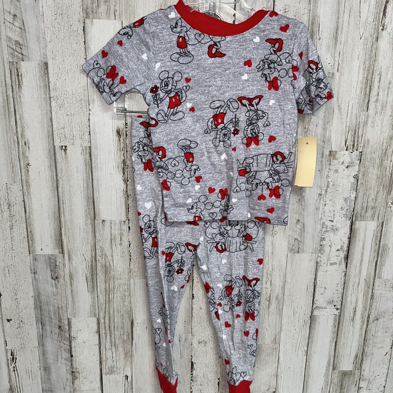 4T 2pc Grey Mickey Pjs