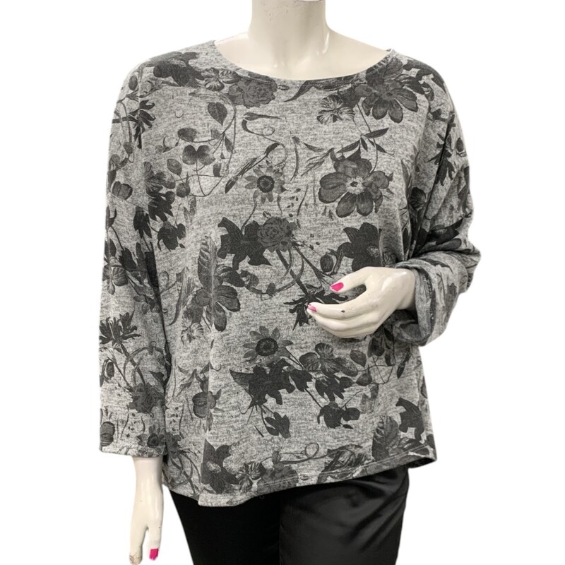 Angela Made In Italy Top, Grey/blk, Size: 3X