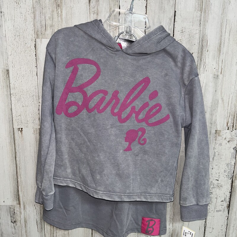 4T 2pc Grey Barbie Hoodie