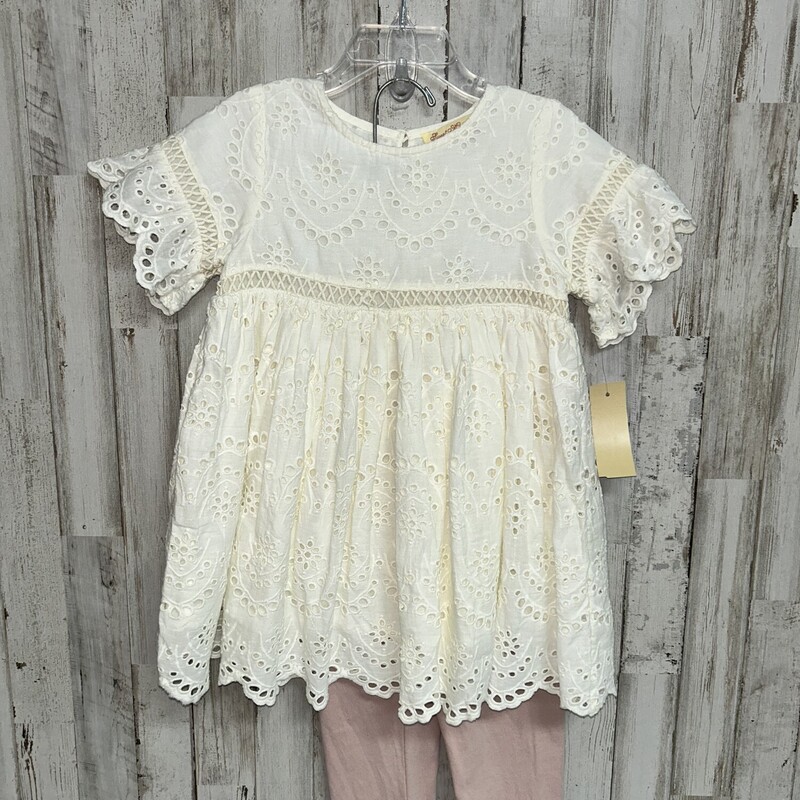 4T 2p White Eyelit Tunic