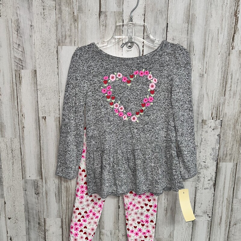 3T 2pc Grey Knit Floral S