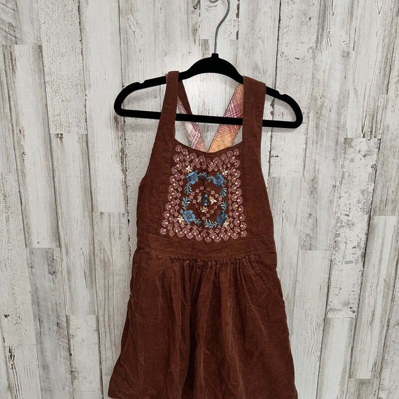 4 Brown Corduroy Embroide, Brown, Size: Girl 4T