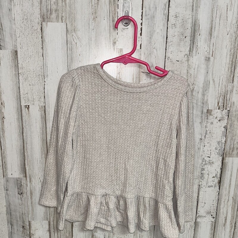 4T Beige Waffle Peplum To