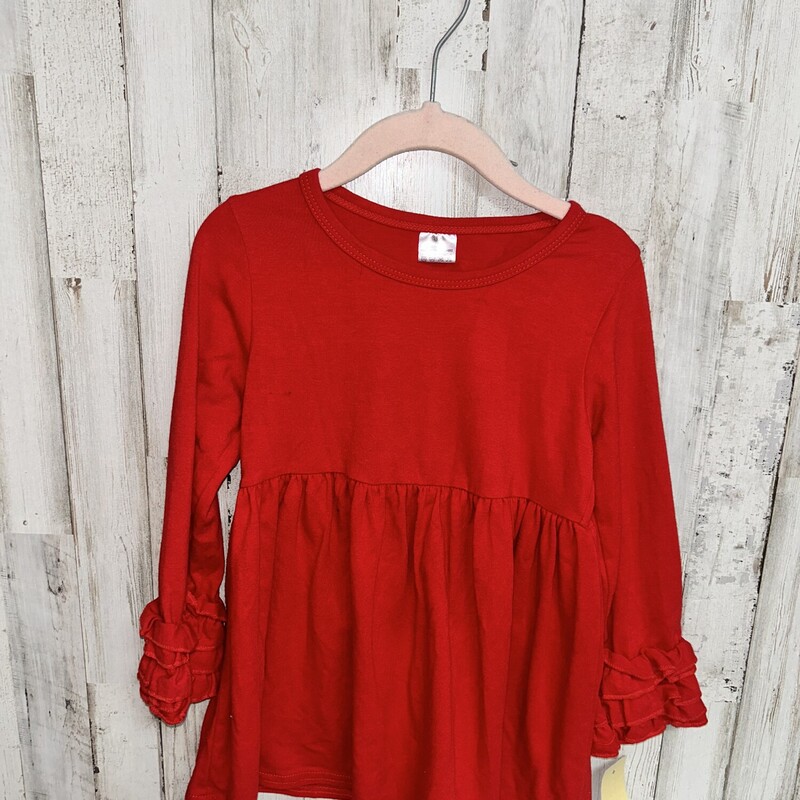 4T Red Ruffled Top, Red, Size: Girl 4T