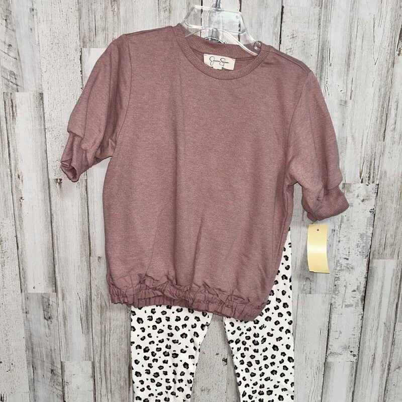 4T 2pc Mauve Leopard Set