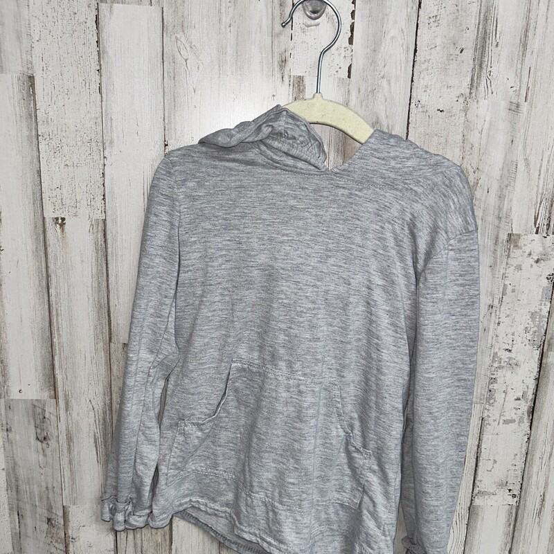 5/6T Grey Ruffle Hooded T, Grey, Size: Girl 5T