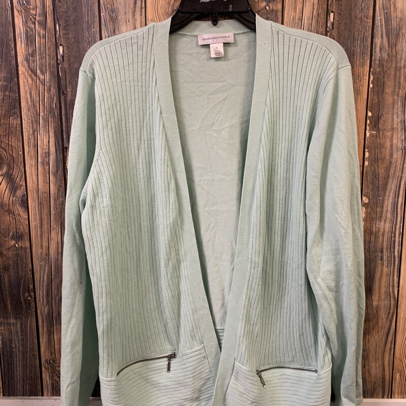 Green Zipper Pocket Cardigan, Size: XL