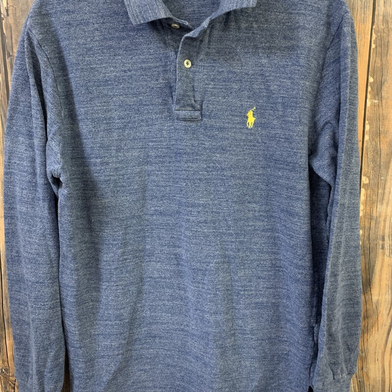 Blue Long Sleeve Polo Shirt, Size: S