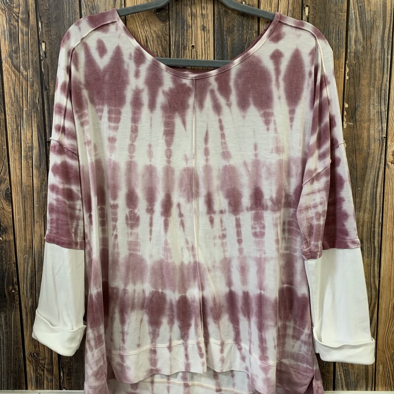 Pink White Tie Dye Shirt, Size: L