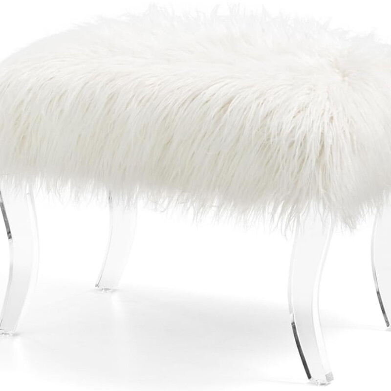 GlitzHome FurVanity Stool