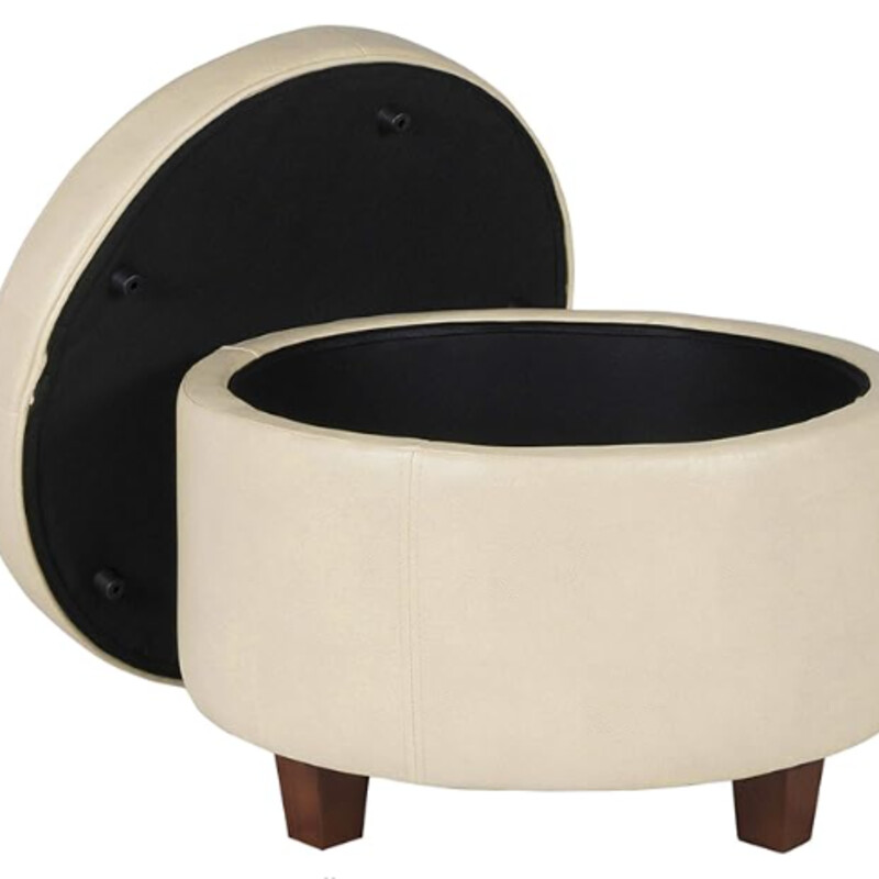 Faux Leather Round Storage Ottoman
Cream Brown
Size: 24 x 17H
100% Polyurethane
OTTOMAN WITH STORAGE: Featuring a lift off lid with a cushion top to enable easy access to storage within our storage ottoman compliments any living room furniture
ROUND OTTOMAN: ROUND OTTOMAN: Offering a timeless style in our classic faux leather our large round storage ottoman is a fantastic addition to any room in your home and so great you'll want to buy again!
OTTOMAN FOOT REST: Weighing at 19 lbs our large ottoman furniture for bedroom or living room storage supports a capacity of up to 250lbs
BEDROOM STORAGE: Easy to assemble and maintain our large storage ottoman can be spot cleaned