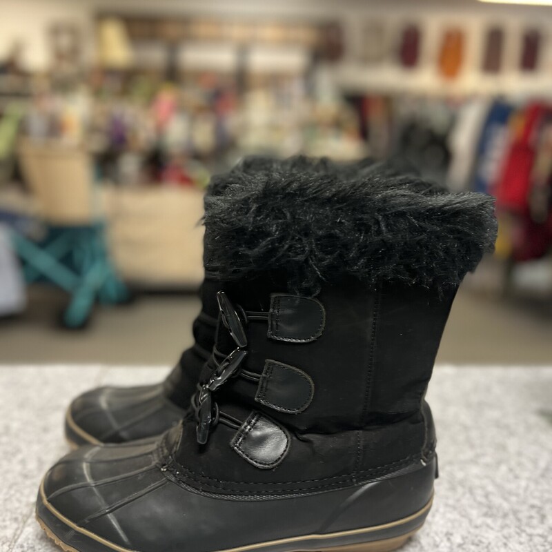 Black Fur Boots, Size: 10