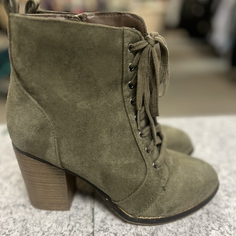 Sage Suede Lace Boots, Sage, Size: 8-1/2