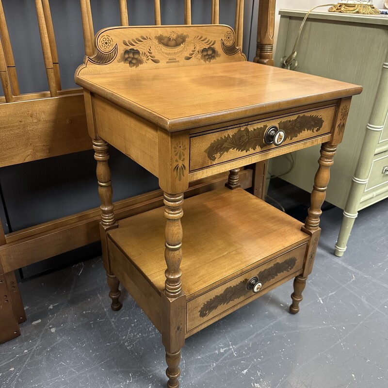 Hitchcock Maple `Harvest` Nightstand, 2-Drawers. One Nightstand Only. Size: 20x15x31