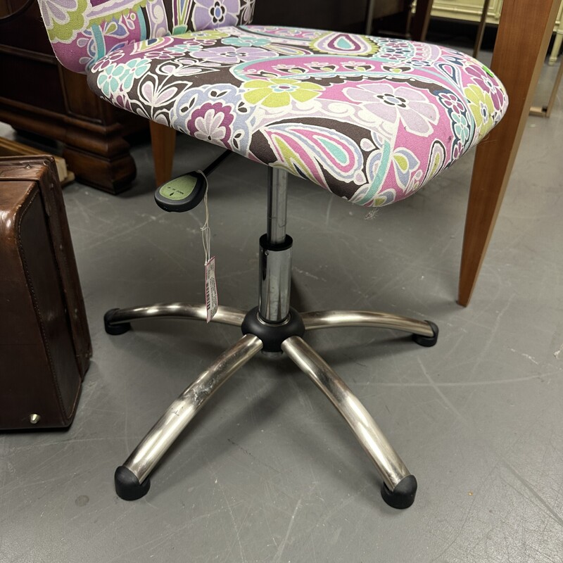 Pottery Barn Swivel Chair, Purple Paisley