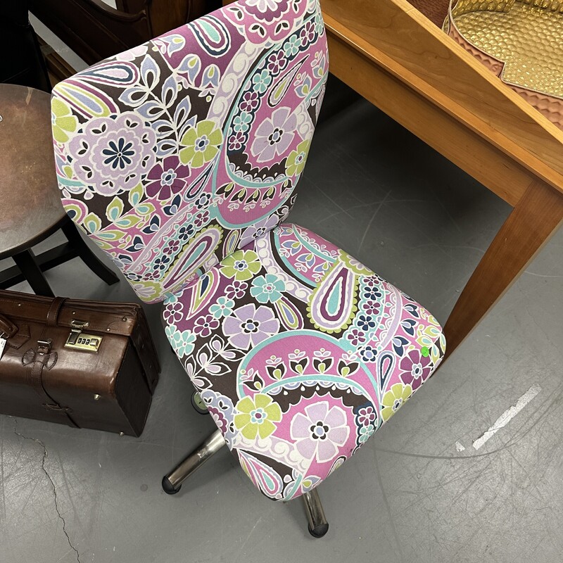 Pottery Barn Swivel Chair, Purple Paisley