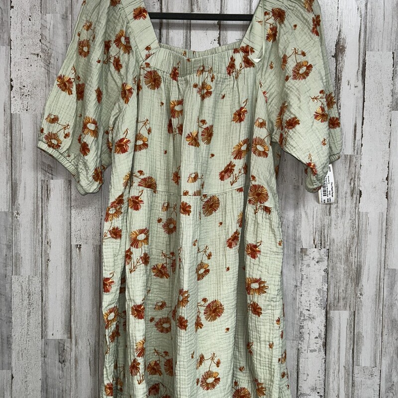 L Sage Floral Muslin Dres