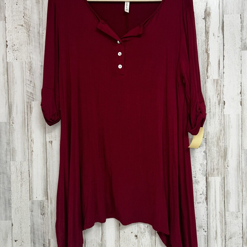 L Red Button Tunic