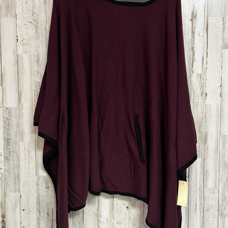 2/3X Maroon Knit Poncho