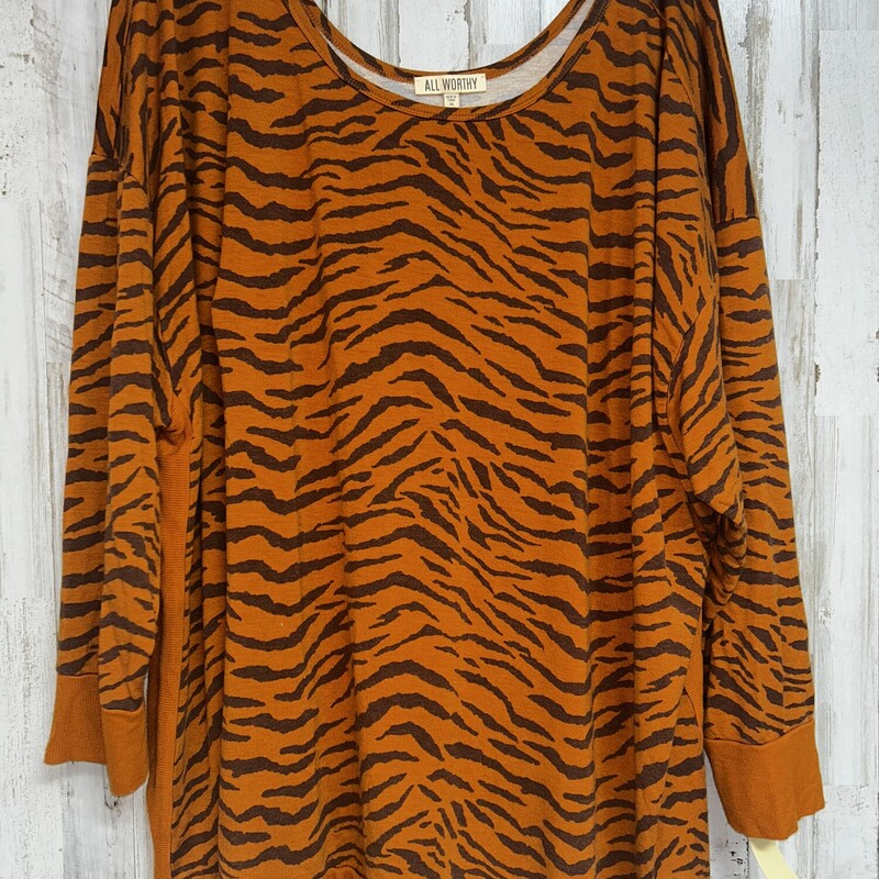 5X Orange Tiger Print Top