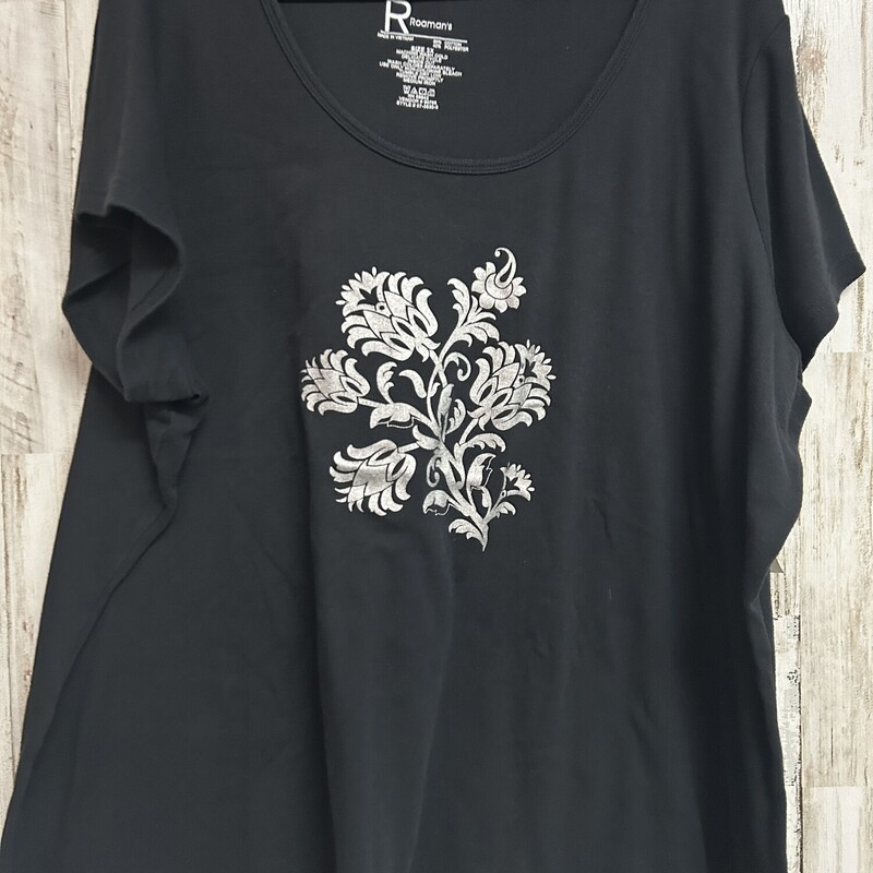 3X Black Flower Tee