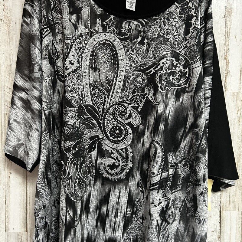 3X Balck Paisley Studded, Black, Size: Ladies 3X