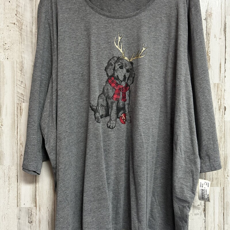 4X Grey Reindeer Dog Tee, Grey, Size: Ladies 4X