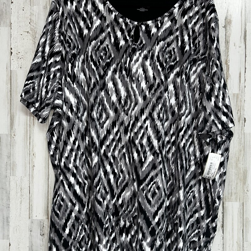 4X Black Printed Top, Black, Size: Ladies 4X