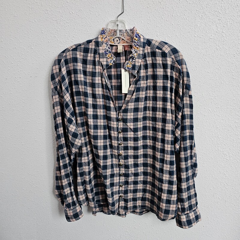 Pilcro Plaid, PnkNavy, Size: M/NWT