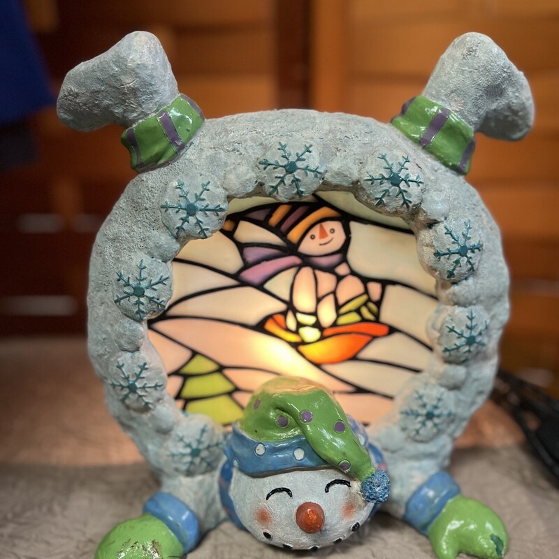 Stainglass Snowman little chip in mitten