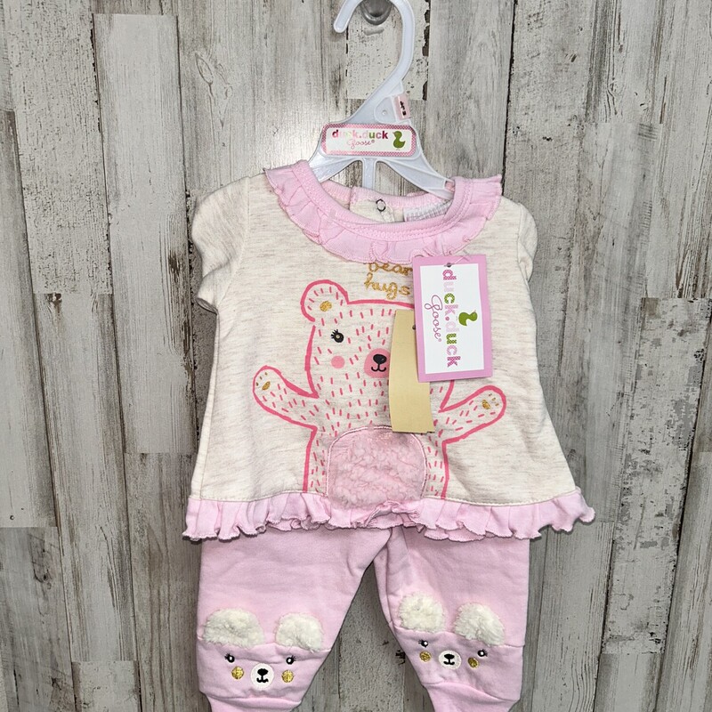 NEW 0/3M 2pc Pink Bear Se