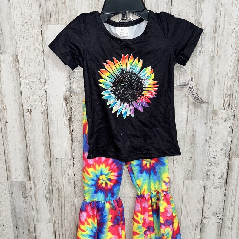 6/12M 2pc Tie Dye Sunflow, Black, Size: Girl 6-12m