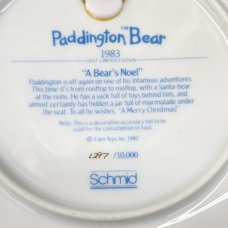 Paddington Bear, 1983, Size: Plate in Box