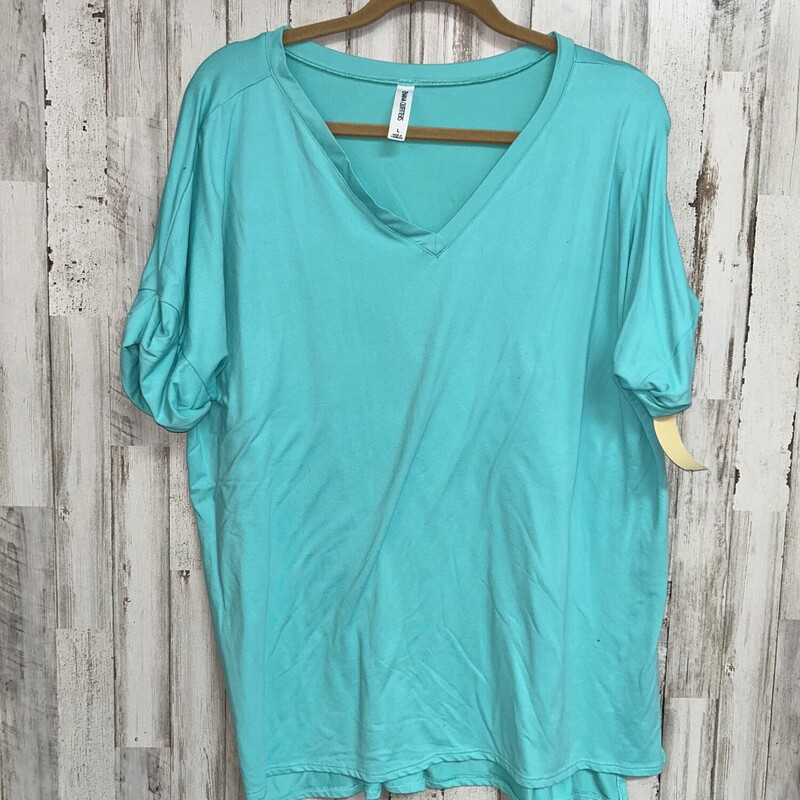 L Teal Vneck Top